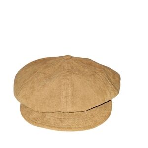 Newsboy Hat Unisex Tan Faux Suede 23.25" Circumference Sz Medium Gatsby Retro
